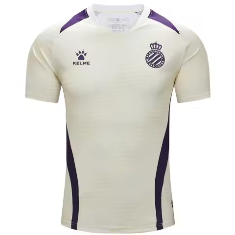 Kelme Men's Training Top Football Shirt 24-25 Espanyol Training Short Sleeve Outdoor Fitness Running