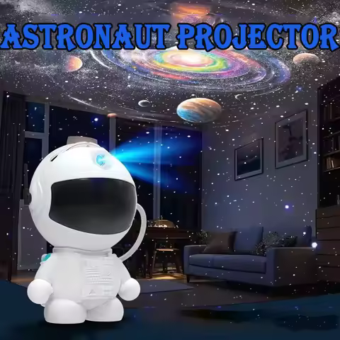 Astronaut Galaxy Projector Ultra-HD Astronauts Design, 12 Film Discs, LED Display with Adjustable Br