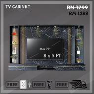 [N Design] 8X5ft Modern TV Cabinet /Wall Mounted Tv Cabinet / Hall Cabinet / Max 80" TV / Kabinet TV