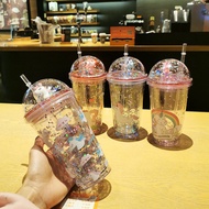 🔥🔥Starbucks Unicorn Tumbler Cup Starbuck Ice Cup Unicorn Double Layer Bottle Starbucks Tumbler with Straw