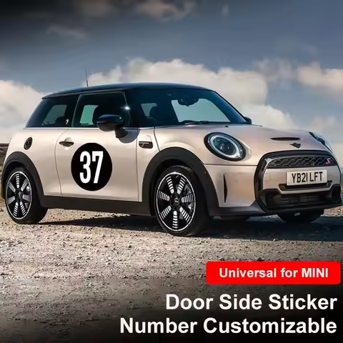 2pcs Car Door Side Sticker Graphics Number 37 Decal Decoration For MINI Cooper One Countryman F55 F5