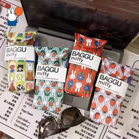 Miffy Rabbit Sunglasses Storage Bag with Cotton Lining Cute Cartoon Outdoor Glasses Protective Bag P