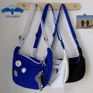 LEGILIMENS Classic Casual Messenger Bag Blue White Black Waterproof Nylon Sling Bag Trendy Young Men and Women Shoulder Bag