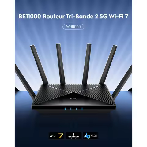 New Arrival Home Upgrade Tri-Band WiFi 7 BE11000 Router 6-Stream 10Gbps 4x2.5G Ports 11000Mbps VPN S
