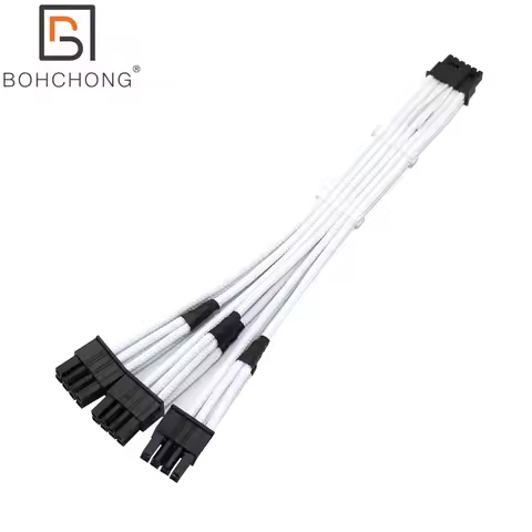 RTX4080Ti 600W 12VHPWR 12+4Pin to 3pcs CPU Male 8Pin ATX 16AWG 5.0 Modular Cable Power Supply Cable 