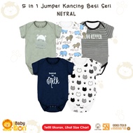 5in1 Jumsuit Bayi 100% COTTON BC-01-8 (Label SNI) Jumper Bayi Bodysuit Bayi Jumpsuit Anak Bayi Baju