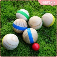 [Shiwaki3] 7 Piece Bocce Ball Set Sports Playground Balls Fun Games Durable Accessories Grass Wooden
