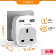 TESSAN USB Plug Adaptor UK with USB +Type C, Multi Socket Extension, Adapter Wall Charger Double USB