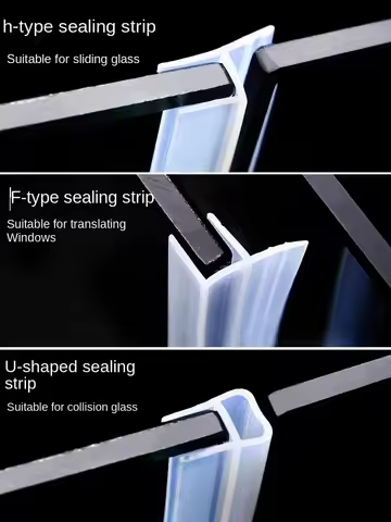Glass Sealing Strips h/F/U Shape Silicone Shower Screen Seal Sliding Strip Rubber for 6-12mm Door Wi