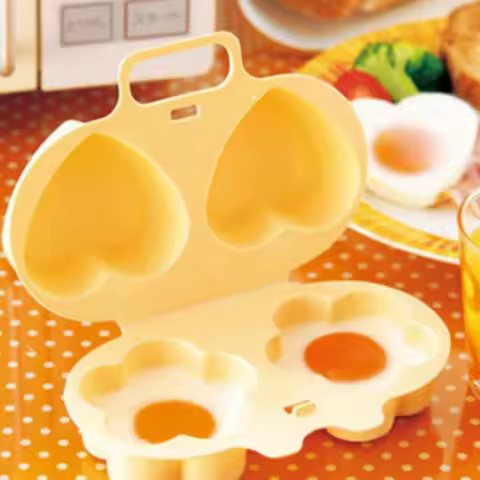 New Microwave Egg Steamer (flower + Heart) Cooker Steamed Egg Mold Boiled Egg Mold Mini Breakfast