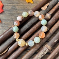 【奶茶】天然櫻花瑪瑙 14K包金設計款手鍊