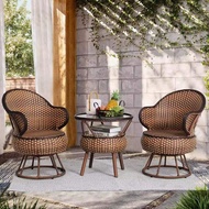 Waterproof Balcony Table And Chair Nordic Chair Leisure Table Chair Set Outdoor Sofa Chair Rotating 