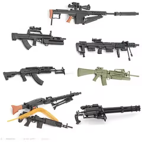 1/6 AK47 Rifle M82A1 Sniper Rifle Gatlin M134 Plastic Assemble Gun Model Military Simulation Toys Co