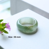 Green And White jade Ring Glass Texture Natural (Fei cui) size 55 mm