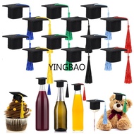 10Pcs Mini Graduation Caps Decorations 2024 Mini Graduation Hats Small Black Grad Cap with Colorful 