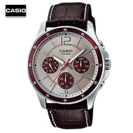 Velashop นาฬิกาผู้ชายคาสิโอ Casio สายหนังสีดำ Gent sport รุ่น MTP-1374L-7A1VDF, MTP-1374L-7A1, MTP-1374L