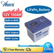 Anern 12V 24V 100AH แบตเตอรี่ LiFePo4 แบตเตอรี่ลิเธียมแบตเตอรี่พลังงานแสงอาทิตย์แบบชาร์จได้แบบวงจรลึ