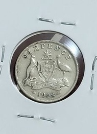 (澳洲老銀幣) 1948年 澳洲6便士銀幣