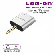 LOG ON AUDIO SPLITTER EARPHONE & MICROPHONE 2IN 1 LO -AX5 MALE TO 2 FEMALE (BLACK WHITE/)