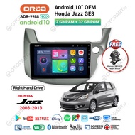 HEAD UNIT TV ANDROID 10" INCH OEM JAZZ GE8 2008-2013 ORCA