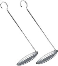 Cabilock 2pcs Stainless Steel Shrimp Cake Spoon Timbale Iron Flat Griddle Wok Ladle Stainless Steel Spoons Handle Kitchen Spoon Chinese Spoons Swedish Cookie Iron Frying Waffle Maker Snack