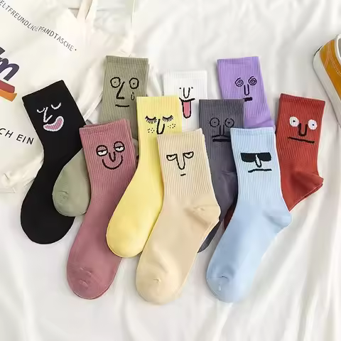 Korea Funky Harajuku Trend Women Colorful Funny Expression Socks Girl Kawaii Socks Unisex Surprise M