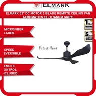 Elmark 52" DC Motor 3 Blade Remote Ceiling Fan AEROMATICS 32 (Titanium Grey)