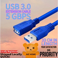 Local | USB 3.0 Extension Cable - 33cm in length (Type A Male to Female)