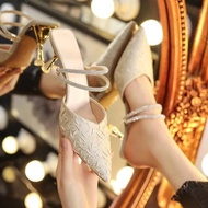 SWEETC Heels Women's Rhinestone Two Wear Fairy Pointed Toe Stiletto Heels Stiletto Heels Pointed Hee