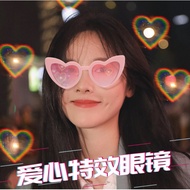 Light Change Love Heart Special Effect Glasses Night Sunglasses Trendy Peach Heart Sunglasses Women