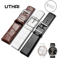 UTHAI Ultra-thin leather watch strap 14-24MM For CK Watch/Samsung Galaxy Watch/moto360 II watch band