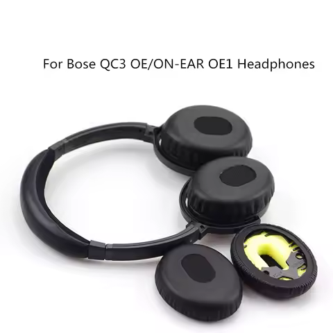 Black Replacement Earpads Headband Ear Pads Foam Cushion Set For Bose QC3 QC 3 On Ear/OE Headphones