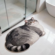 Cartoon Cartoon Floor Mat 3D Cat Bathroom Doorway Imitation Cashmere Thickened