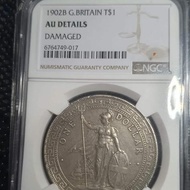 koin 1 Dollar BTD British trade dollar NGC AU