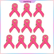 Star Pack Of 10 Breast Cancers Awareness Ribbon Badge Lightweight Brooches Awareness Campaign Lapel 