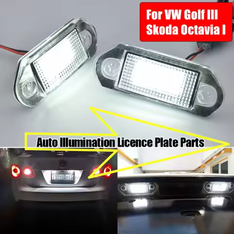 2Pcs LED License Number Plate Light For VW Golf 3 1H5 Variant Jetta 3 Vento A3 Gol 2 3 G2 G3 Skoda O