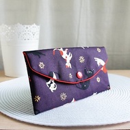 Lovely日本布【燙金瑜珈貓紅包袋、紫】存摺套、現金收納袋