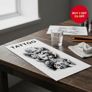 Waterproof Long-Lasting Fake Tattoo Sticker Angel Wings Black White for Party