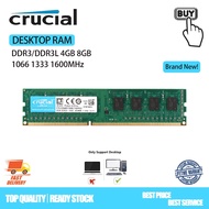 Crucial Desktop RAM DDR3/DDR3L 4/8GB 1066/1333/1600MHz PC3-12800U Memory DIMM 1.5V/1.35V