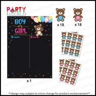 36pcs gender voting stickers / gender reveal voting card / gender reveal voting board / gender game