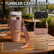 Stanley Tumbler Handle Leather Grip Holder for 30 40 Oz Cups Adjustable 9 to 10cm Diameter Durable D