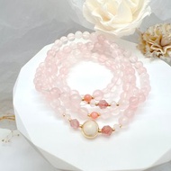 【108顆念珠系列】粉晶*草莓晶*貝殼珠*念珠多圈手串
