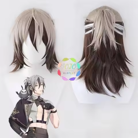 Game Nu: Carnival Rei Cosplay Wig Gradient Half Tied Wigs Heat Resistant Synthetic Hair Halloween Co