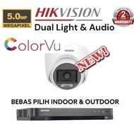 paket camera cctv 1 kamera hikvision 5mp dual light colorvu + audio build built in mic 4 channel ch bisa rekam suara