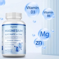 Buporai Magnesium Glycine + Zinc, Vitamin D3, Vitamin B6 - 30/60/120 Capsules, Made in the USA