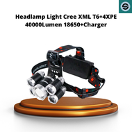 Headlamp Light Cree XML T6+4XPE 40000Lumen 18650+Charger/senter kepala/head lamp/senter kepala led/s