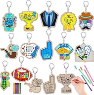 HOWAF Happy Father’s Day Coloring Keychains with Paint Pens, Color Your Own Dad’s Day Keyrings, Fath