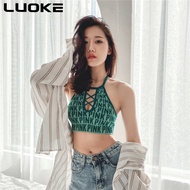 LUOKE ใหม่ทุกการแข่งขันตัวอักษรเซ็กซี่ที่สวยงามกลับสบายๆชุดชั้นในกีฬาไม่มีเหล็กแหวนกีฬาชุดชั้นในโยคะ