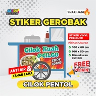 Stiker Gerobak Cilok Isi Bakso Ikan Cimol - Ukuran 100 x 50 cm & 100 x 60 cm