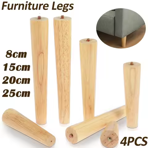 4Pcs Wooden Furniture Legs Solid Furniture Feet Oblique/Straight Table Feet Non-slip Sofa Bed Replac